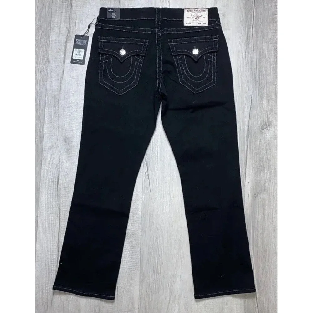 $159 NWT True Religion Ricky Flap Relaxed Jeans Black‎ WORLD TOUR BUDDHA 36x32